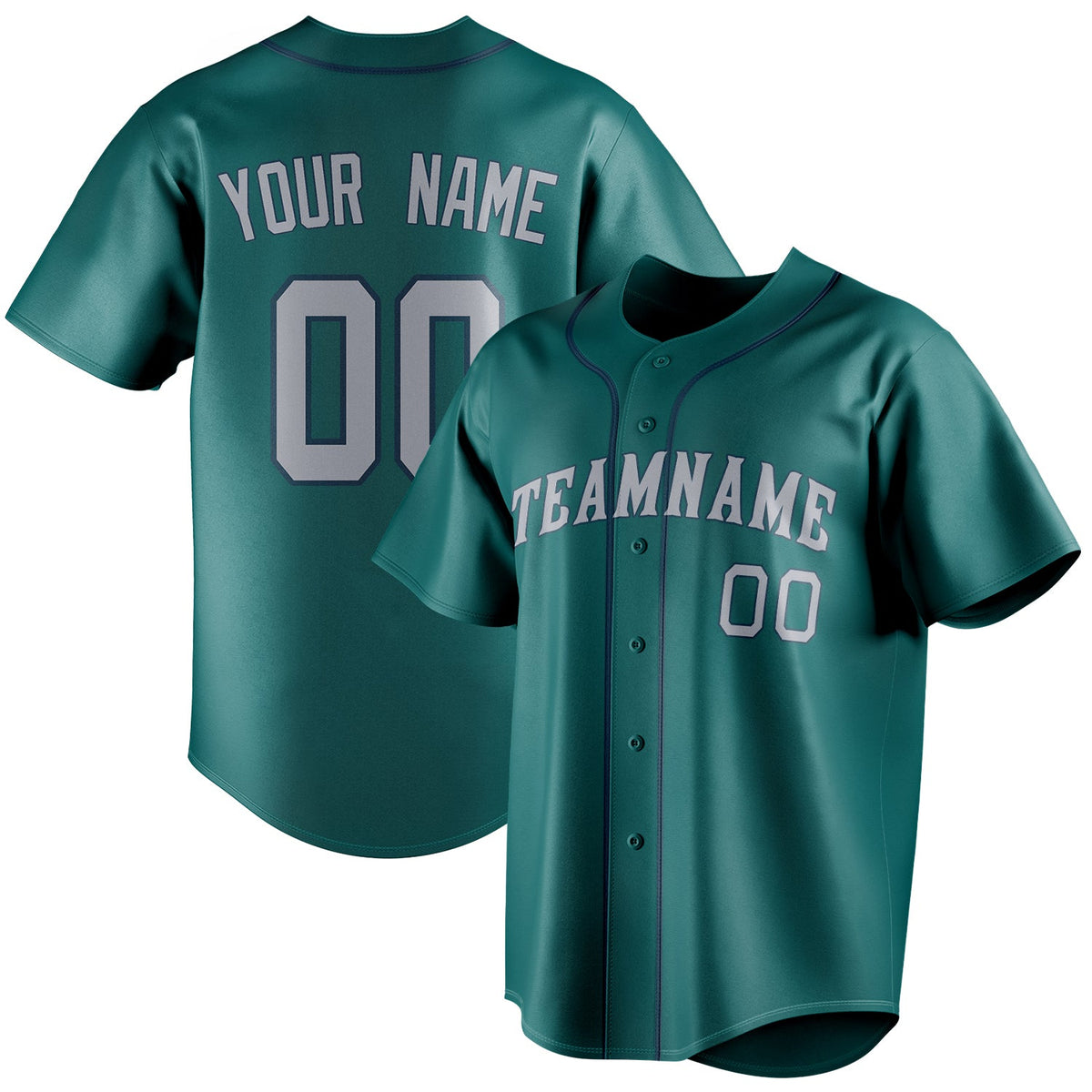 Custom Teal & Gray Color Fan Baseball Jersey BB01240530CK330