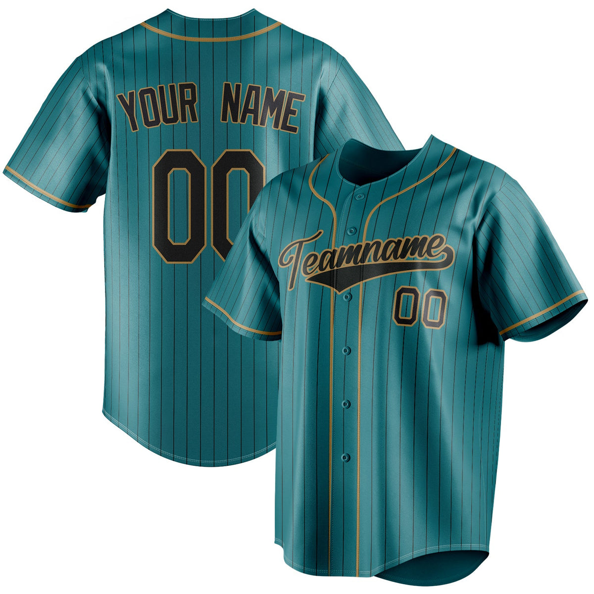 Custom Teal & Black Black Pinstripe Fan Baseball Jersey BB01240530CK332