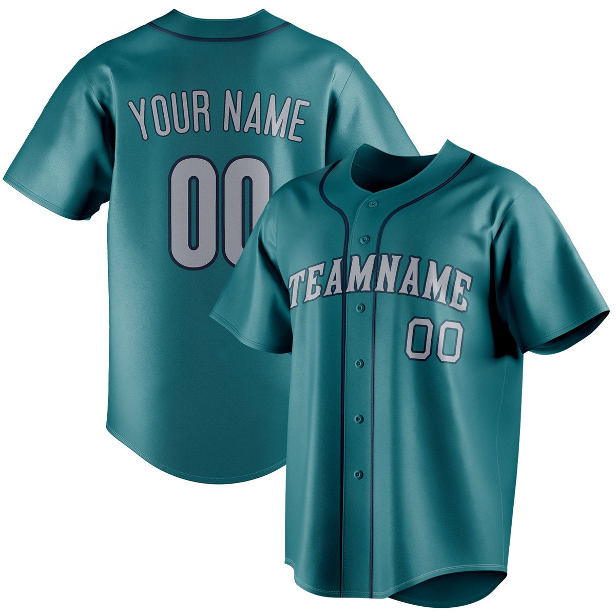 Custom Teal & Gray Color Fan Baseball Jersey BB01240530CK333