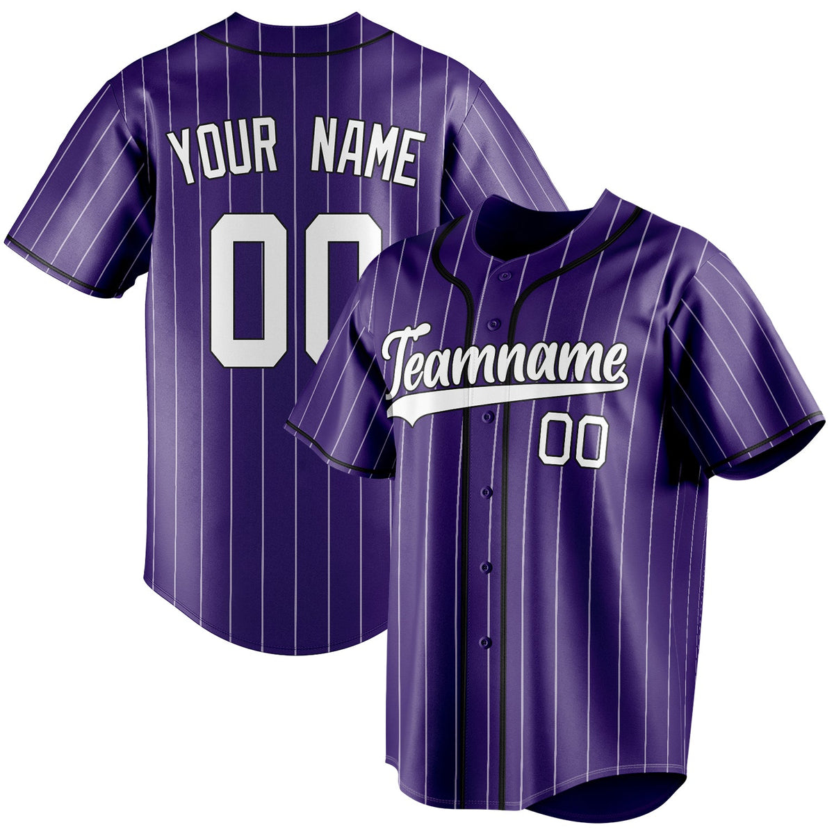 Custom Purple & White White Pinstripe Fan Baseball Jersey BB01240530JZ242