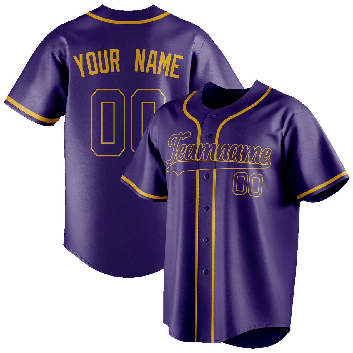 Custom Purple & Gold Color Fan Baseball Jersey BB01240530JZ244