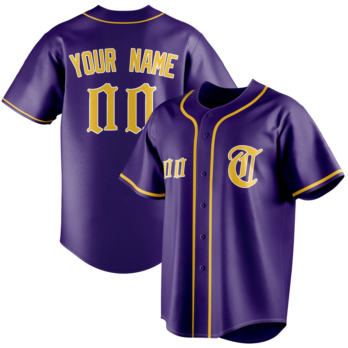 Custom Purple & Gold Color Fan Baseball Jersey BB01240530JZ250