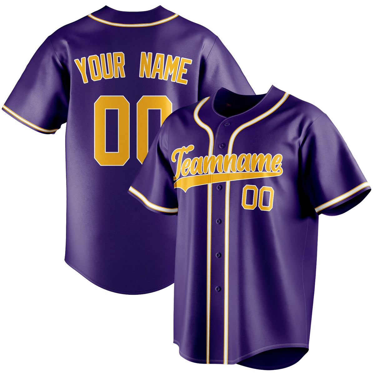 Custom Purple & Gold Color Fan Baseball Jersey BB01240530JZ252