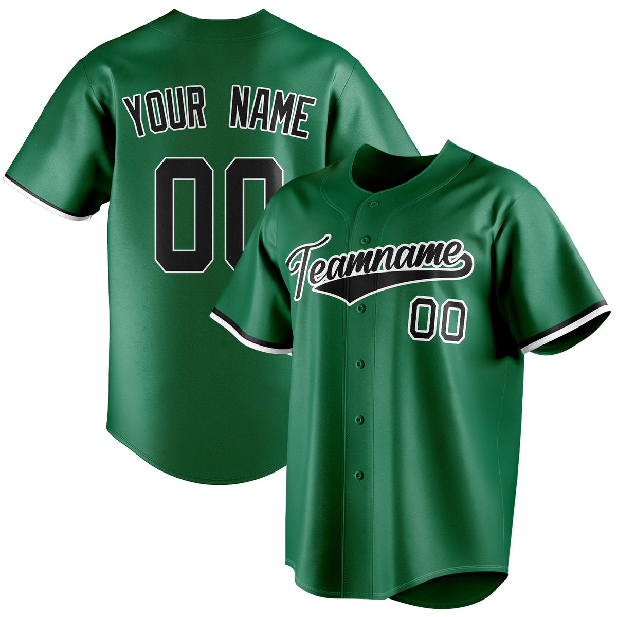 Custom Kelly Green & Black Color Fan Baseball Jersey BB01240530WX222