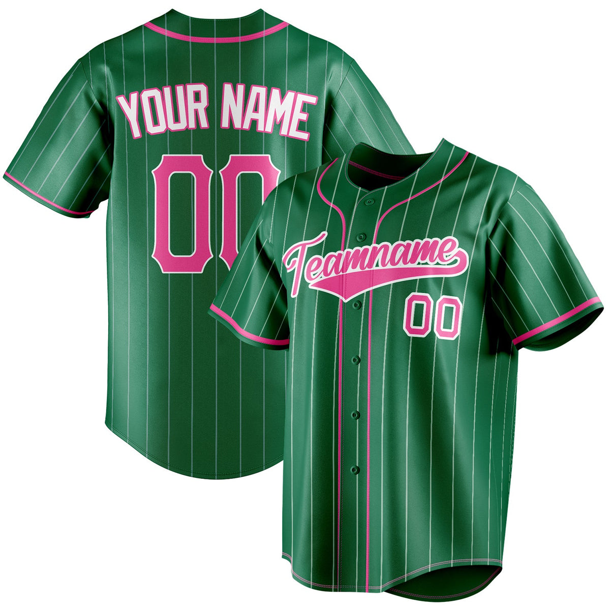 Custom Kelly Green & Pink Color Fan Baseball Jersey BB01240530WX224