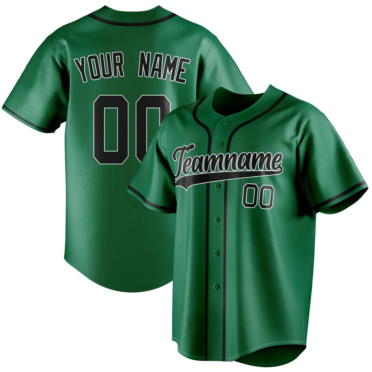 Custom Kelly Green & Black Color Fan Baseball Jersey BB01240530WX226