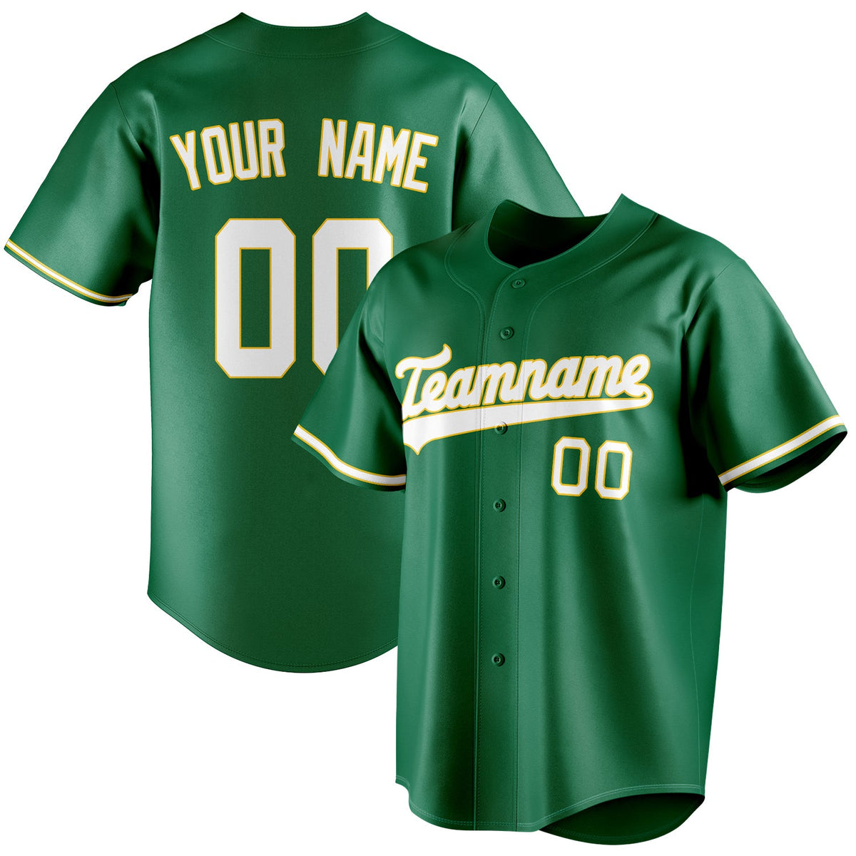 Custom Kelly Green & White Color Fan Baseball Jersey BB01240530WX236