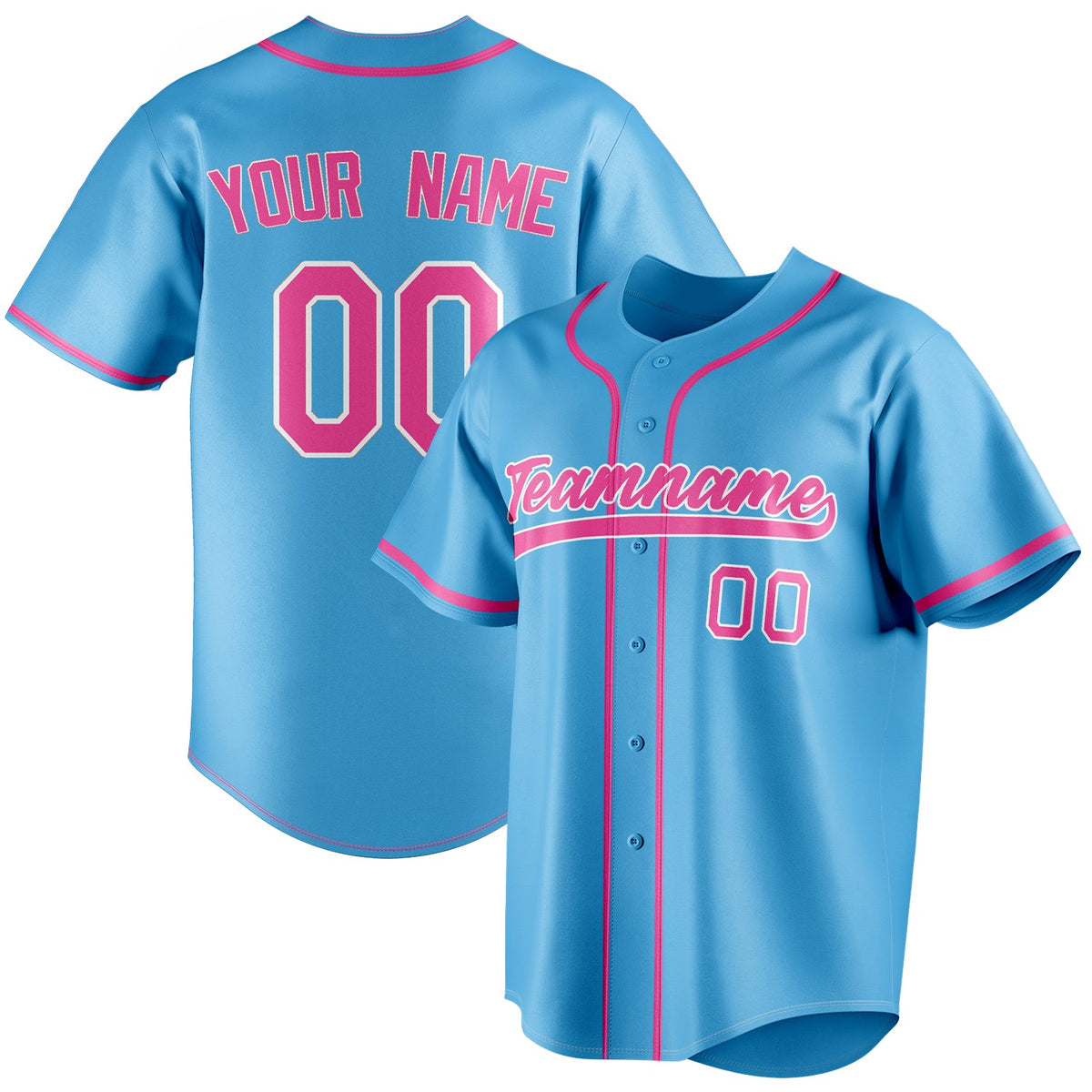 Custom Sky Blue & Pink Color Fan Baseball Jersey BB01240530WX314