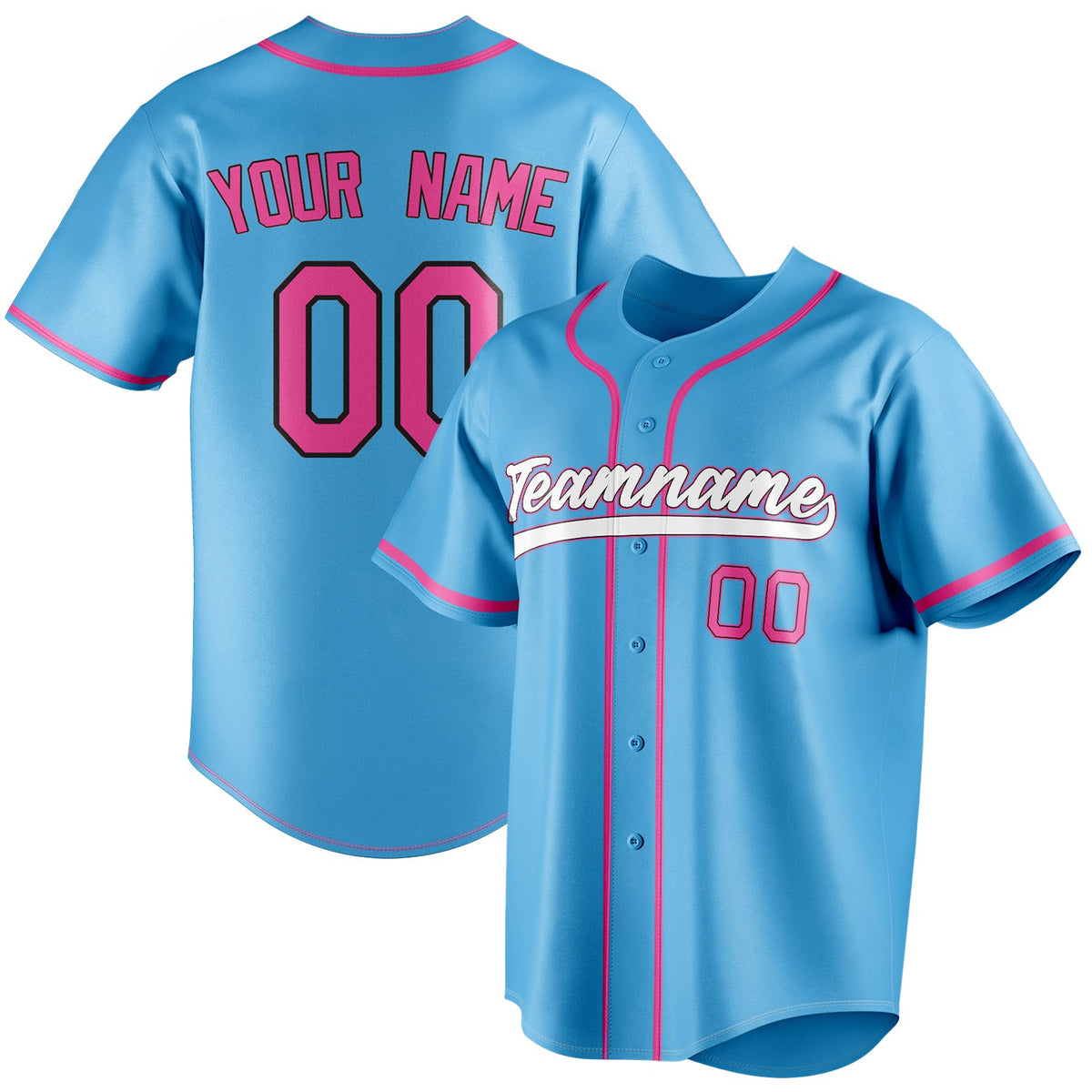 Custom Sky Blue & Pink Color Fan Baseball Jersey BB01240530WX316