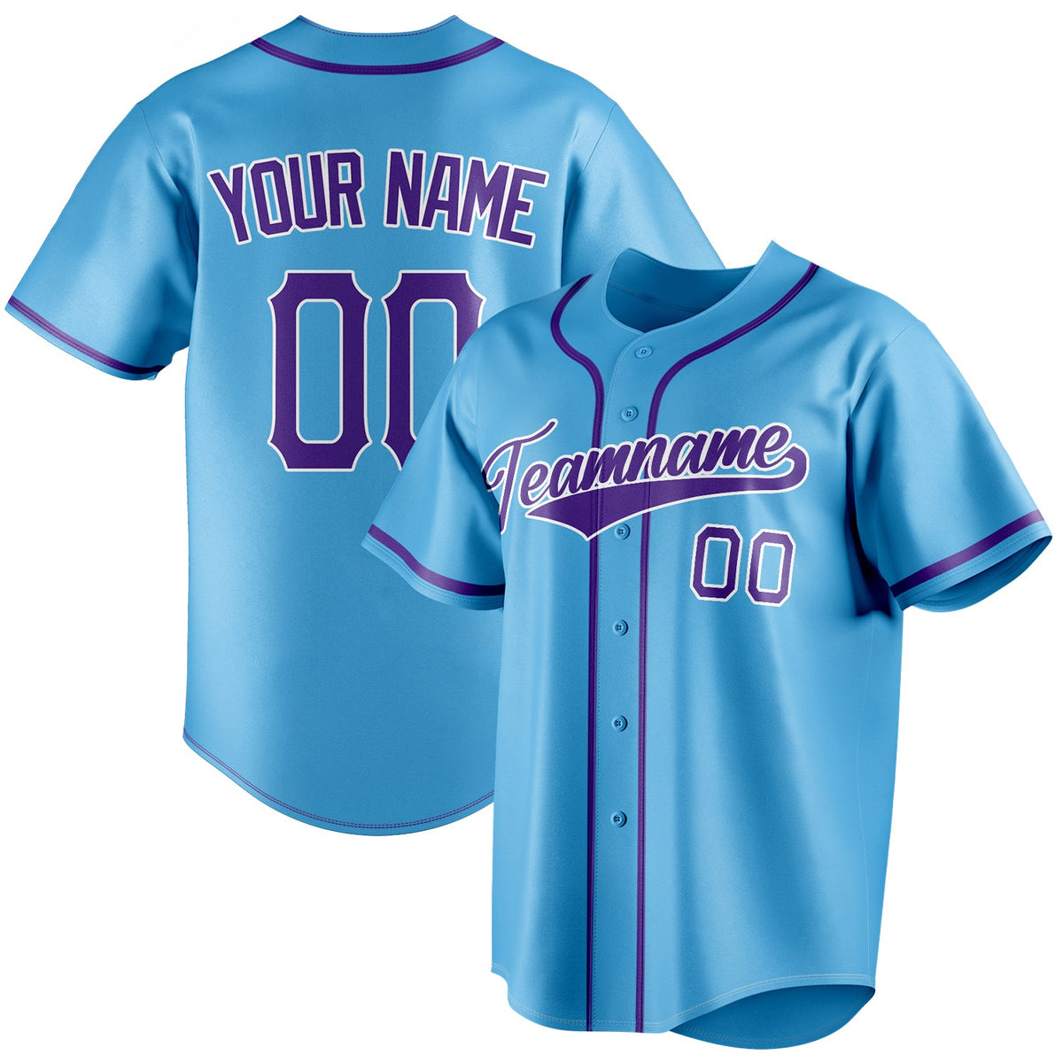 Custom Sky Blue & Purple Color Fan Baseball Jersey BB01240530WX318