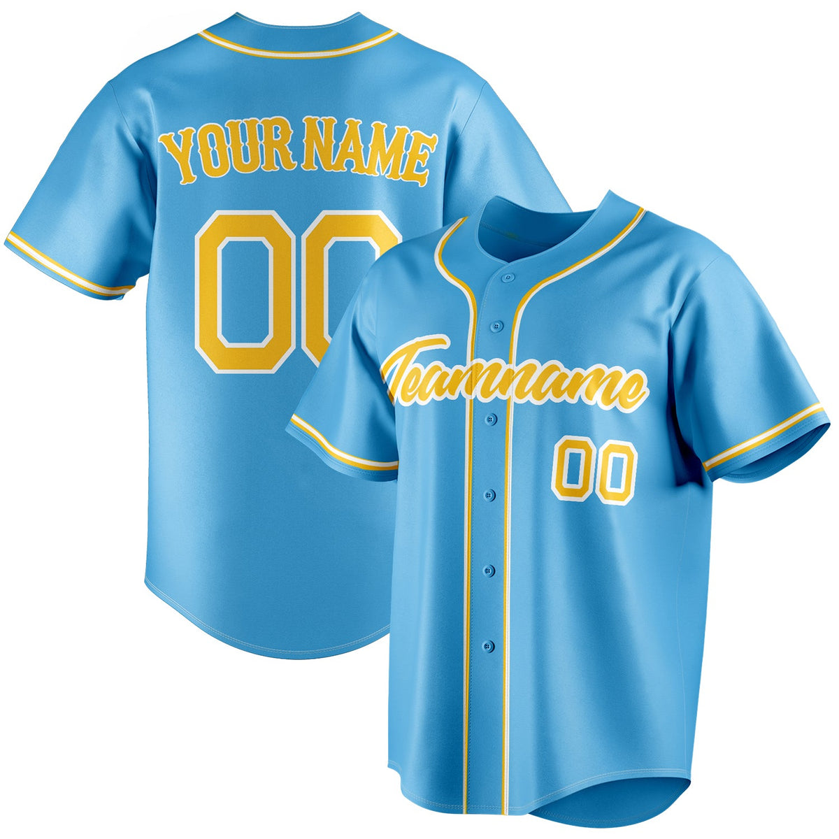 Custom Sky Blue & Yellow Color Fan Baseball Jersey BB01240530WX319