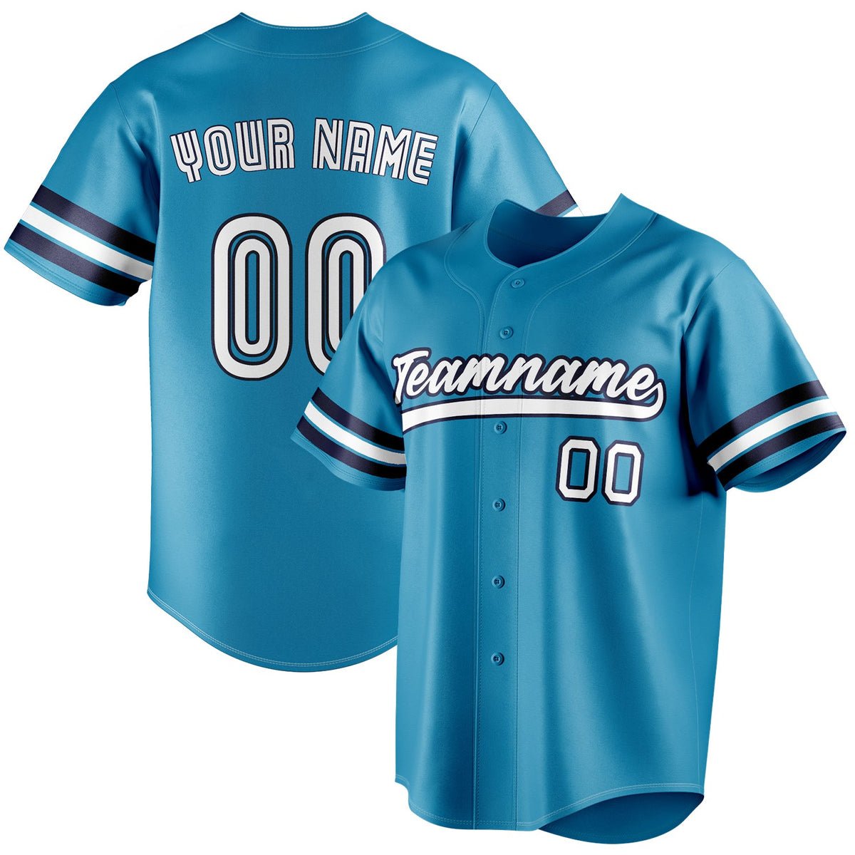 Custom Panther Blue & White Color Fan Baseball Jersey BB01240530WX367