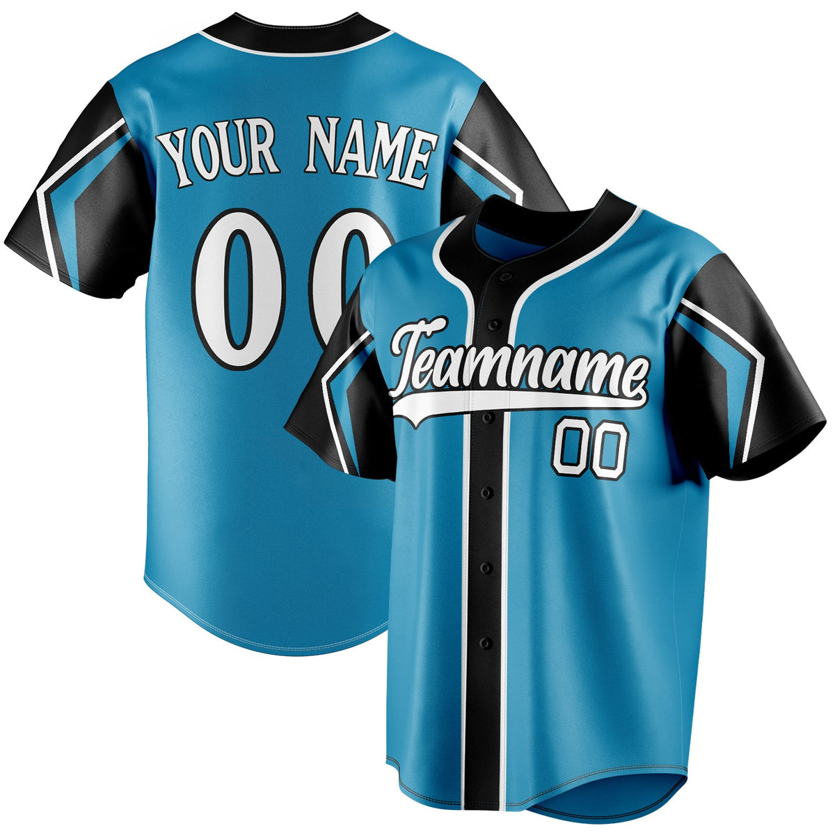 Custom Panther Blue & Black 3 Colors Arm Shapes Fan Baseball Jersey BB01240530WX369