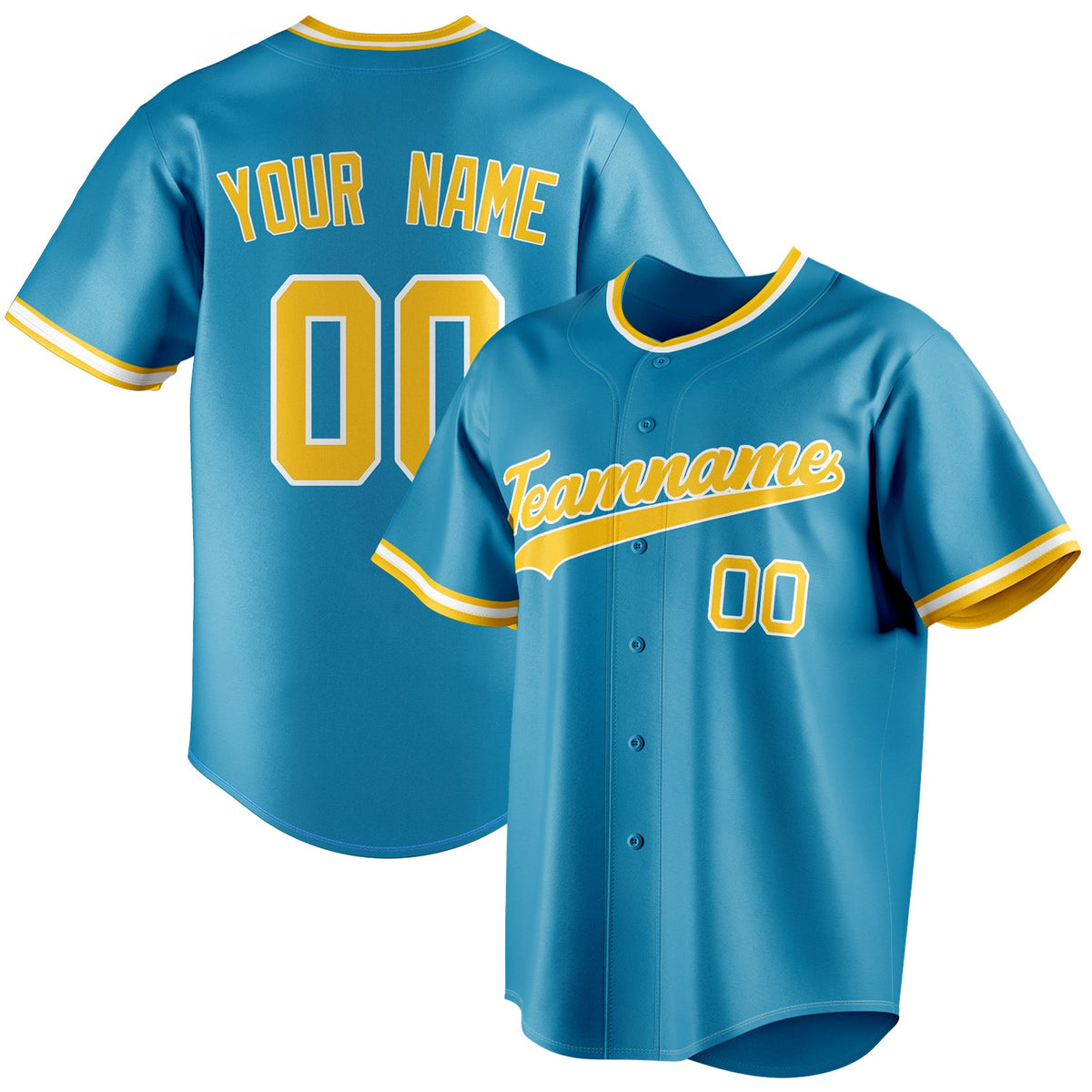 Custom Panther Blue & Yellow Color Fan Baseball Jersey BB01240530WX375