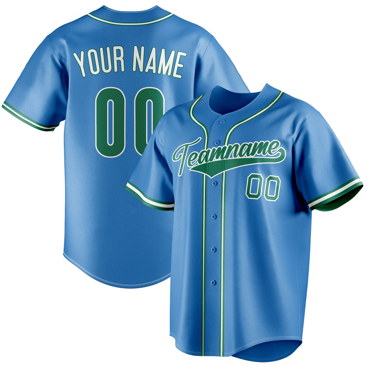 Custom Powder Blue & Green Color Fan Baseball Jersey BB01240530WY262