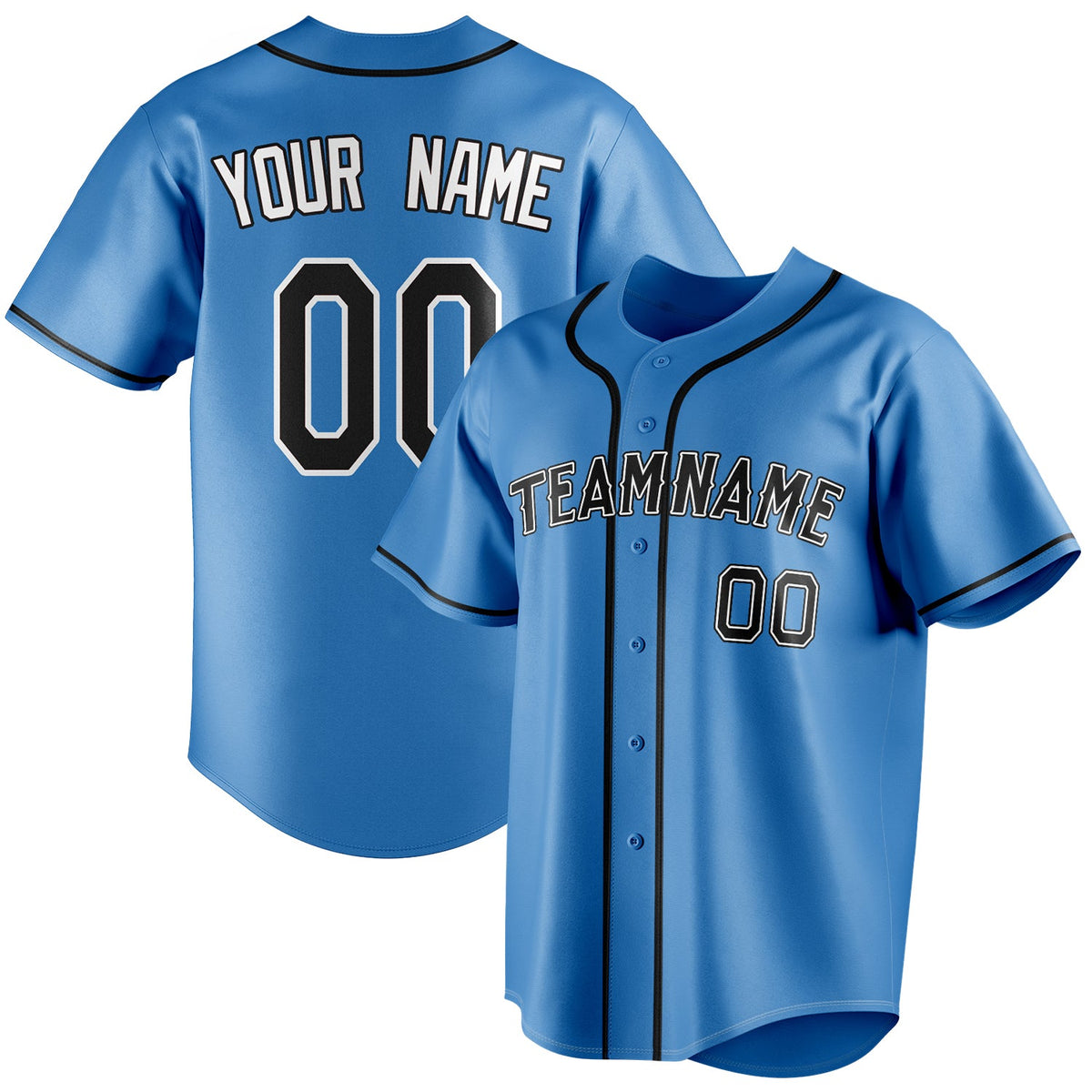 Custom Powder Blue & Black Color Fan Baseball Jersey BB01240530WY269