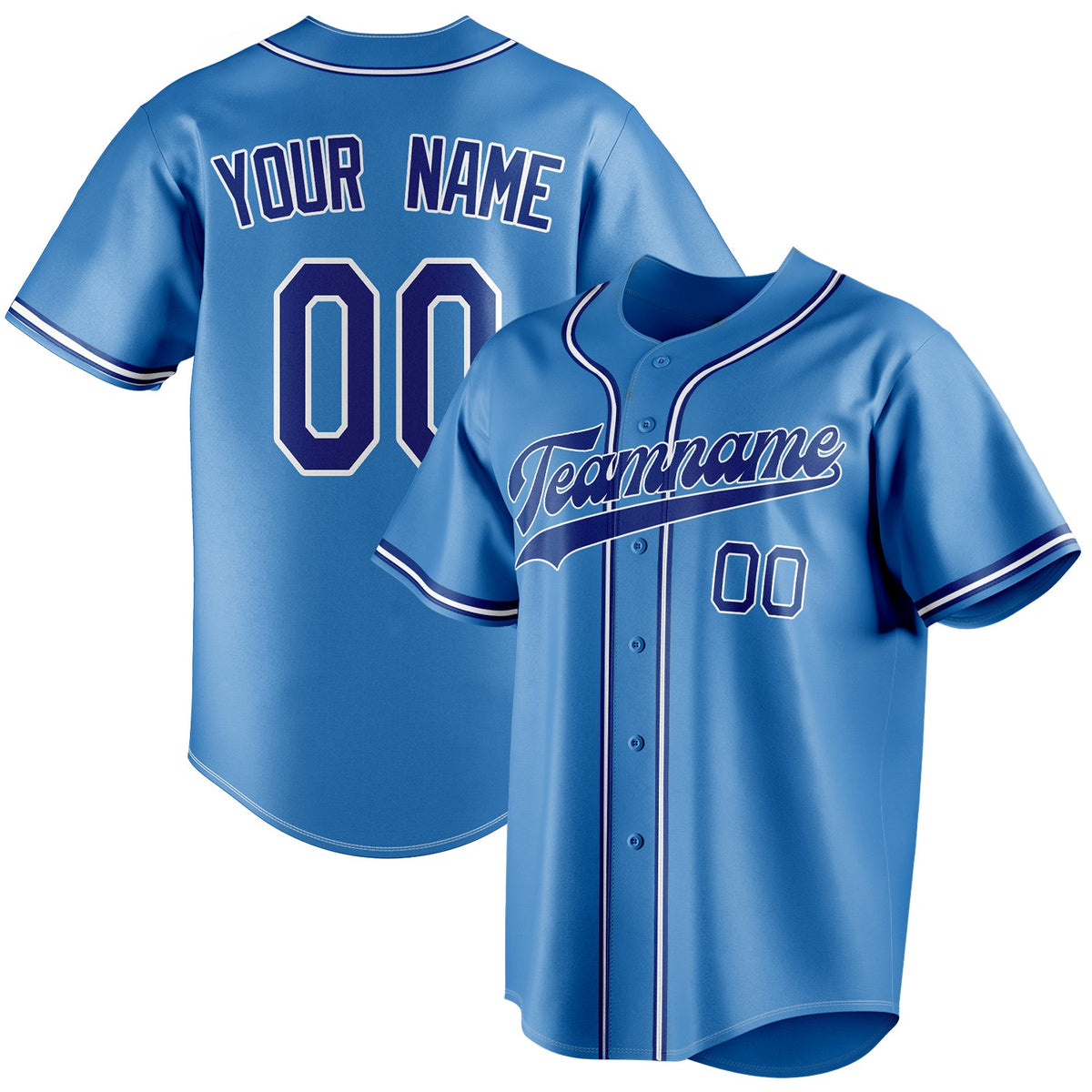 Custom Powder Blue & Navy Color Fan Baseball Jersey BB01240530WY270