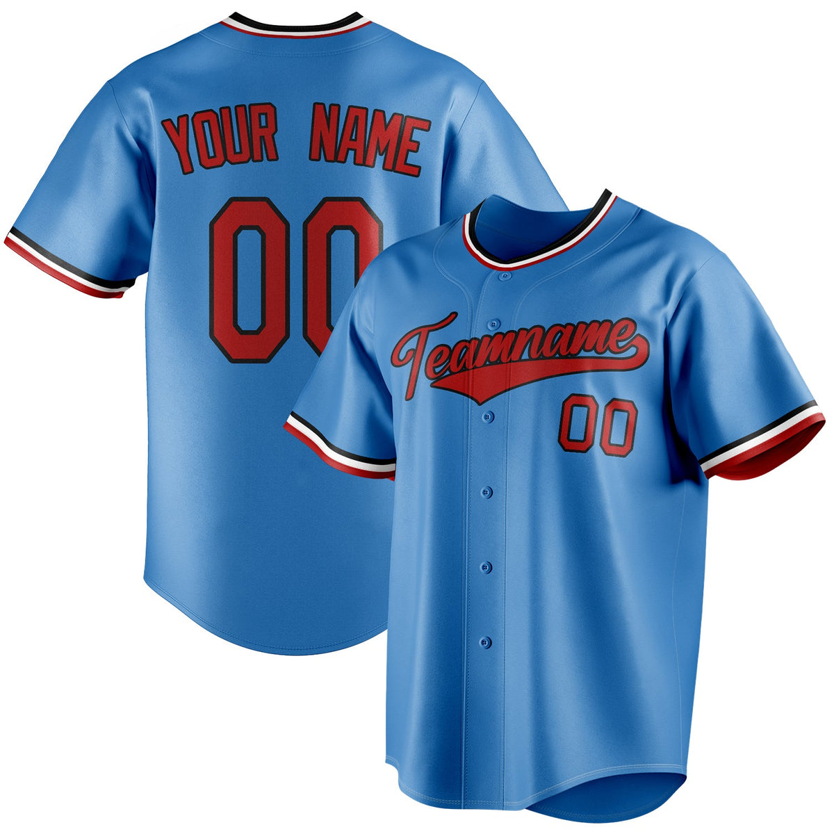 Custom Powder Blue & Crimson Color Fan Baseball Jersey BB01240530WY274