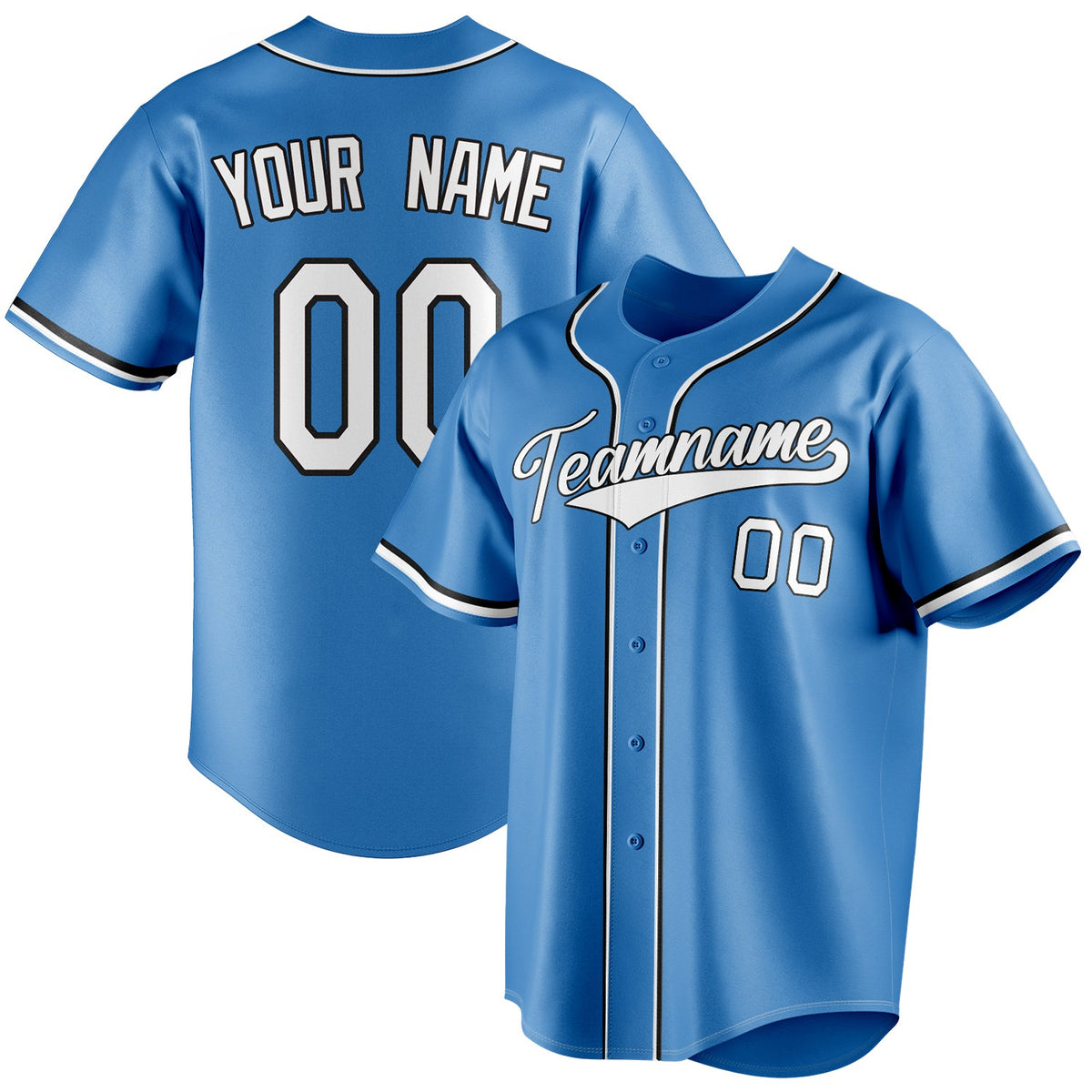 Custom Powder Blue & White Color Fan Baseball Jersey BB01240530WY279