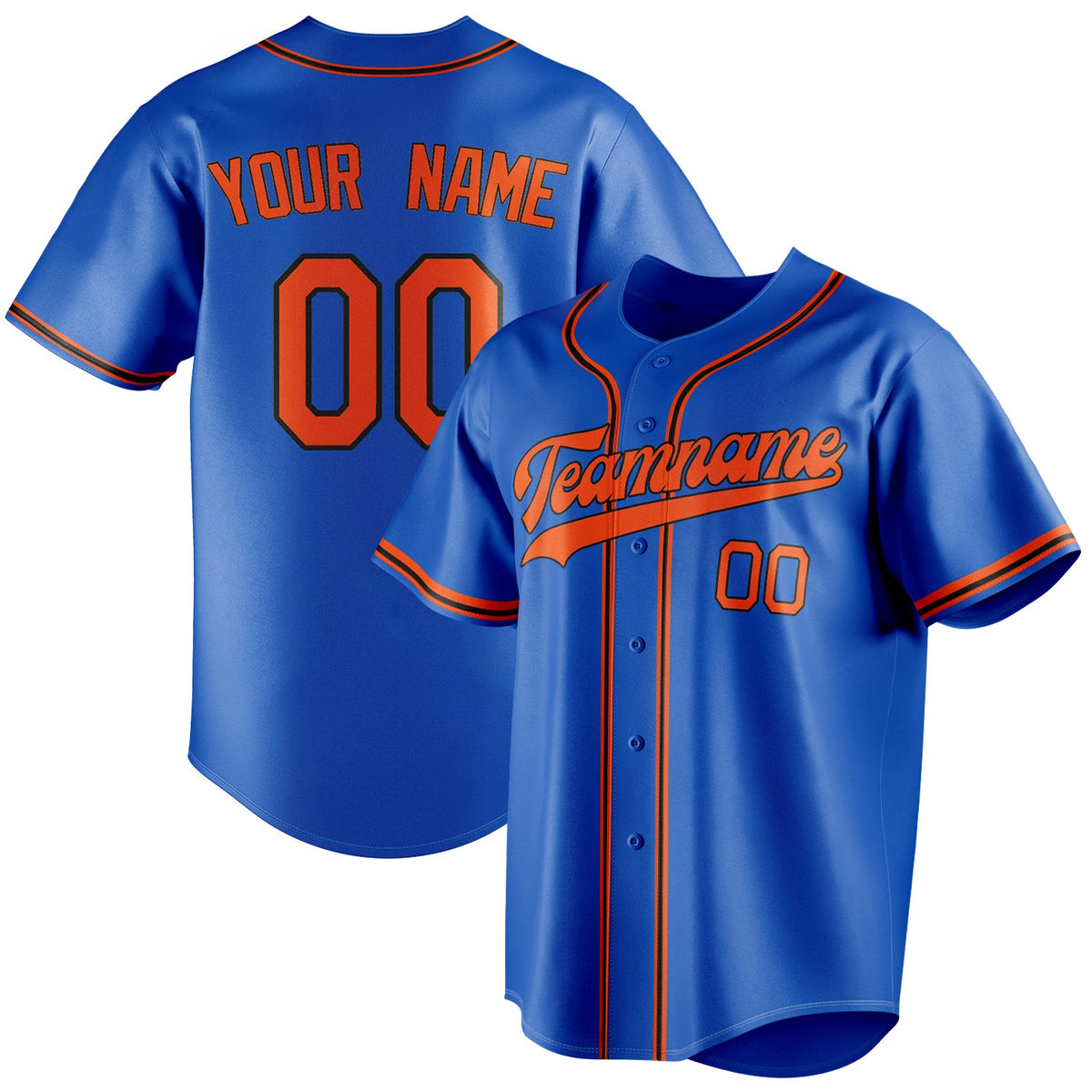 Custom Thunder Blue & Orange Color Fan Baseball Jersey BB01240530WY349