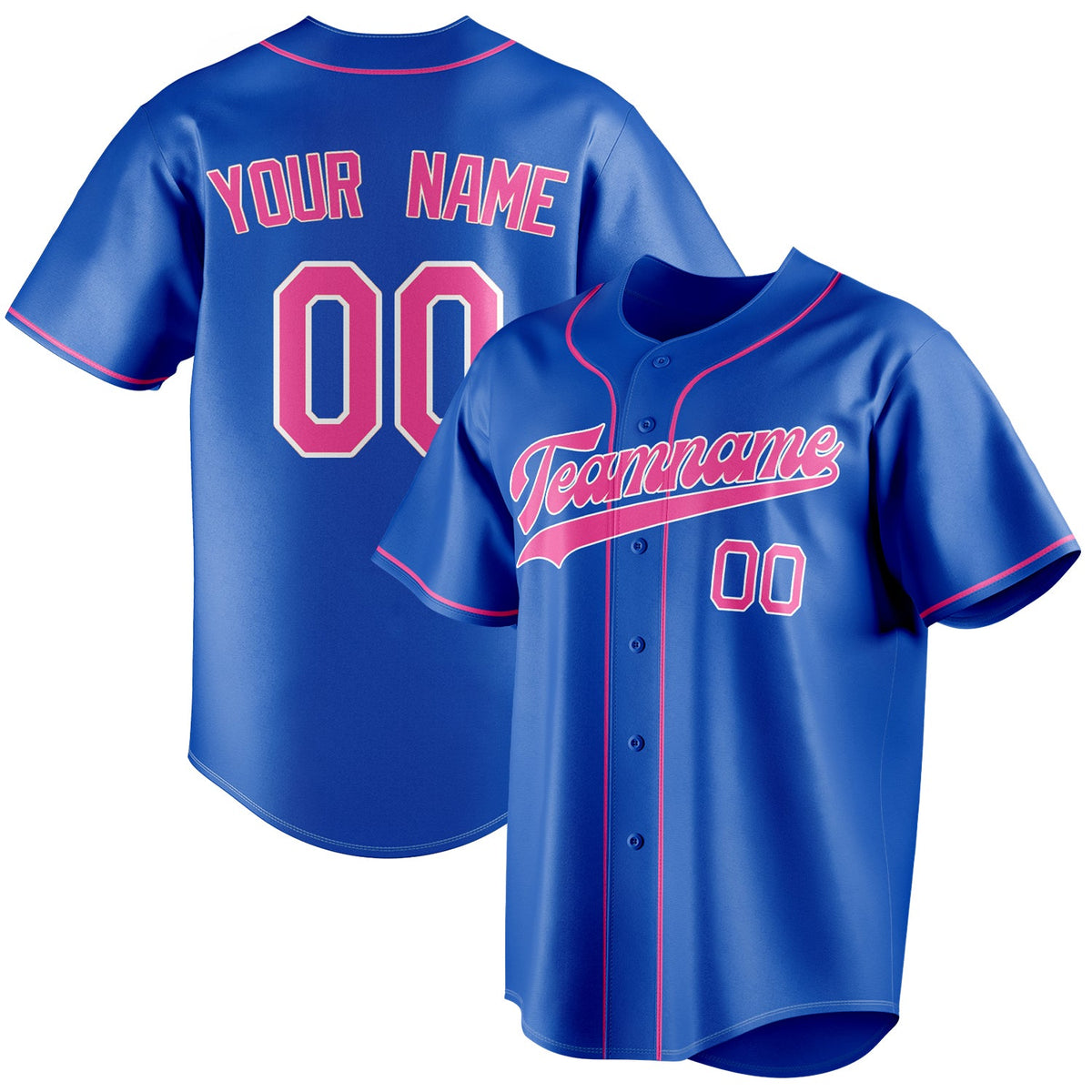 Custom Thunder Blue & Pink Color Fan Baseball Jersey BB01240530WY351