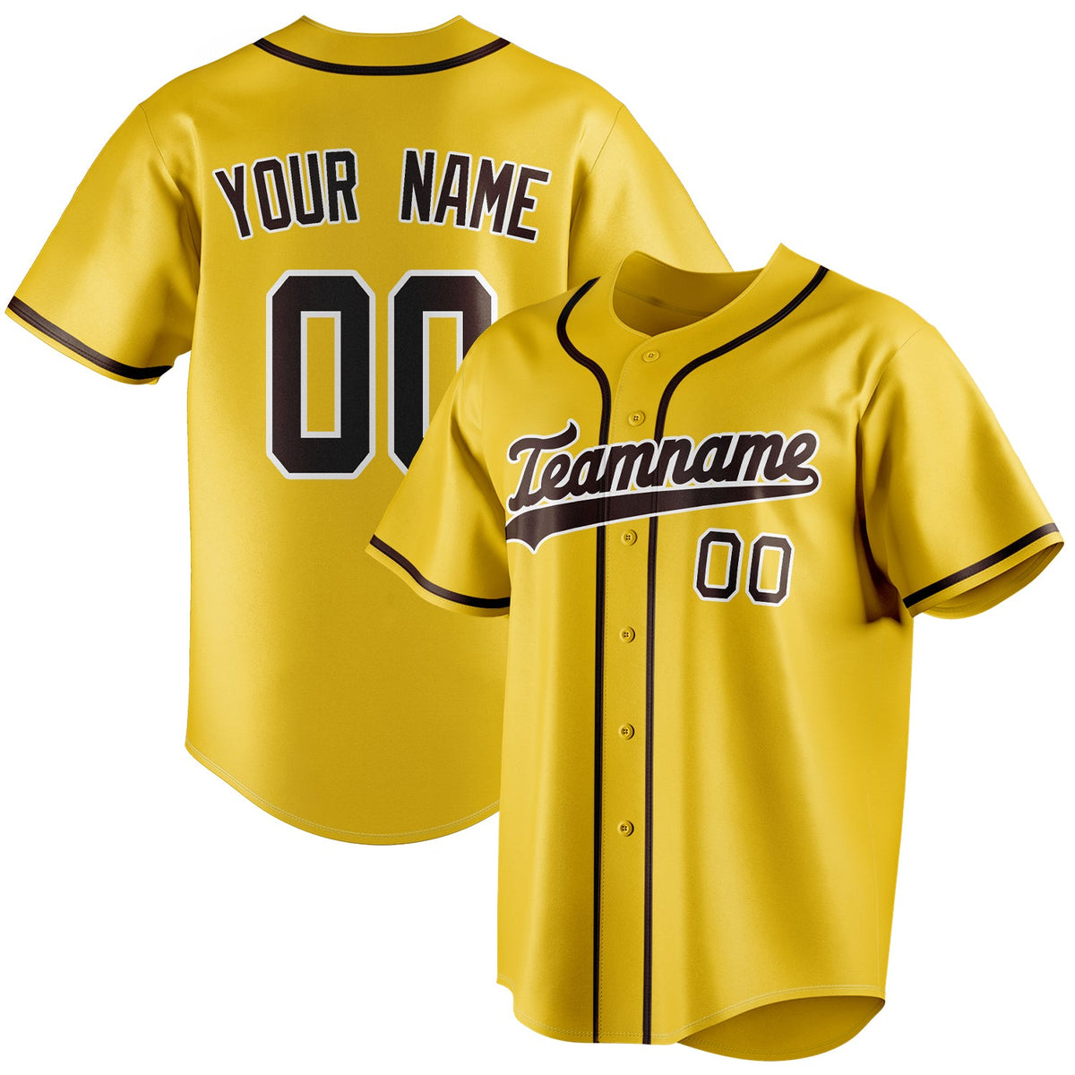 Custom Yellow & Brown Color Fan Baseball Jersey BB01240531CK566