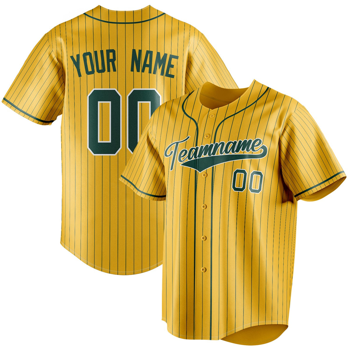 Custom Yellow & Green Green Pinstripe Fan Baseball Jersey BB01240531CK568