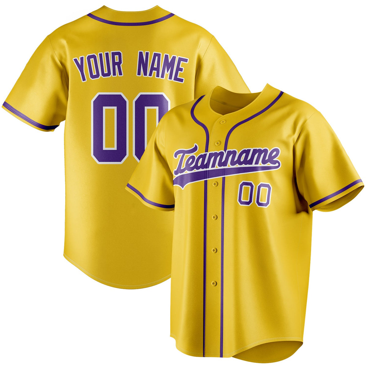 Custom Yellow & Purple Color Fan Baseball Jersey BB01240531CK569