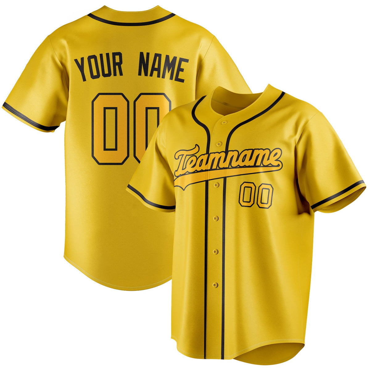 Custom Yellow & Gold Color Fan Baseball Jersey BB01240531CK570