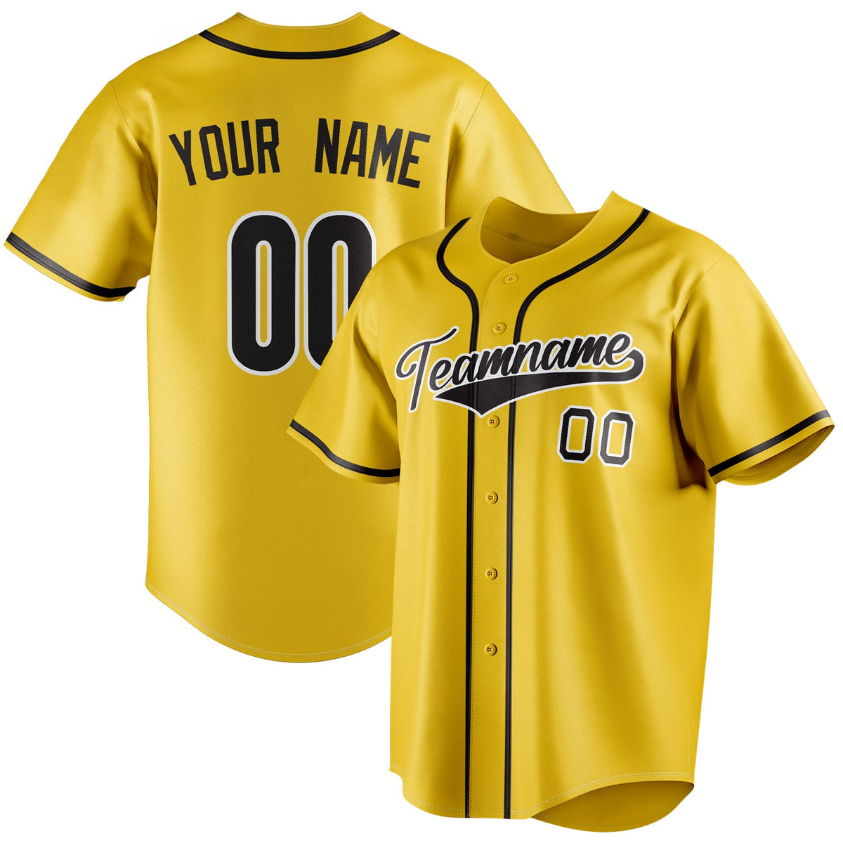 Custom Yellow & Black Color Fan Baseball Jersey BB01240531CK574