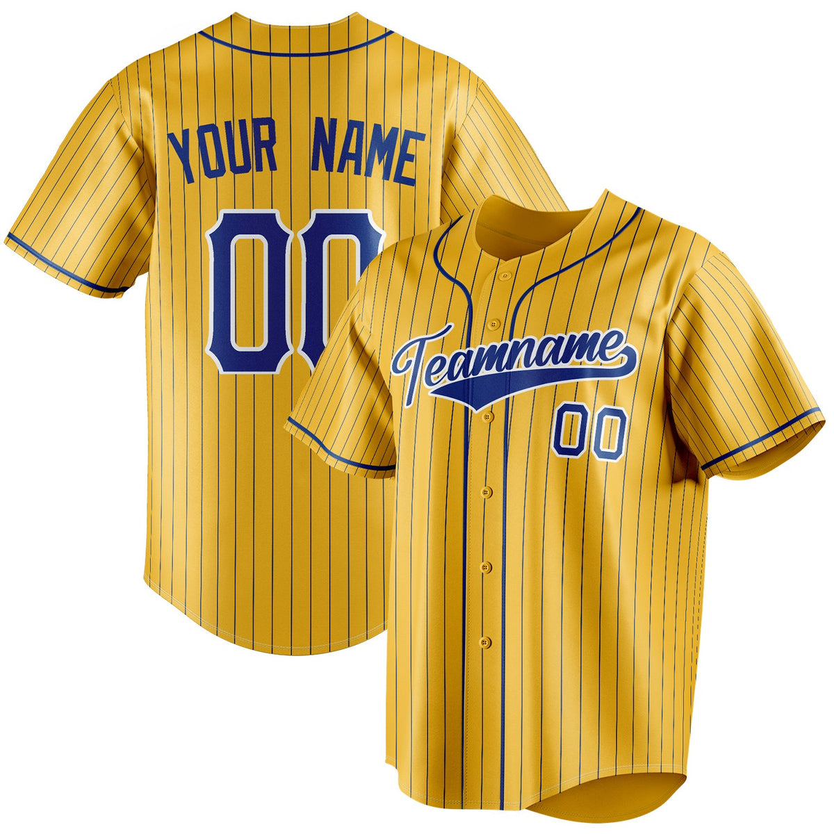 Custom Yellow & Navy Navy Pinstripe Fan Baseball Jersey BB01240531CK575