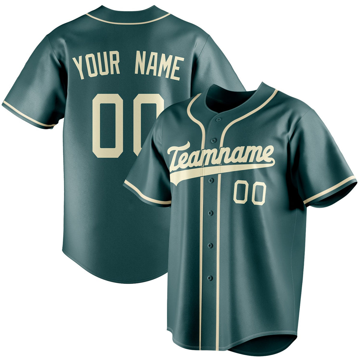 Custom Midnight Green & Cream Color Fan Baseball Jersey BB01240531JZ449