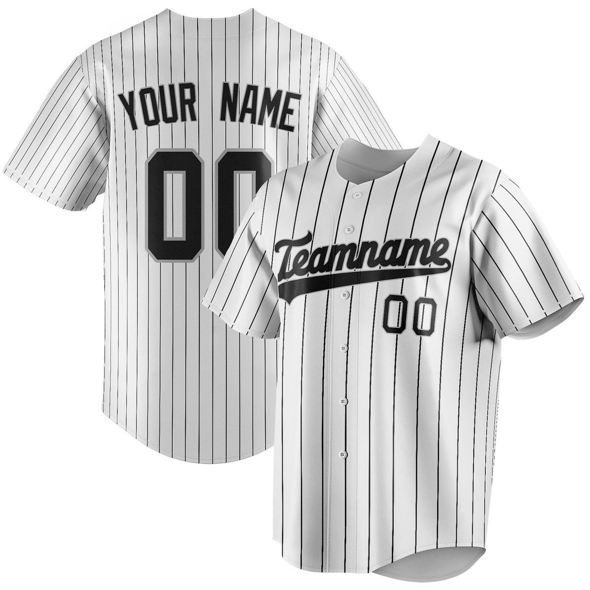 Custom White & Black Black Pinstripe Fan Baseball Jersey BB01240531LH500