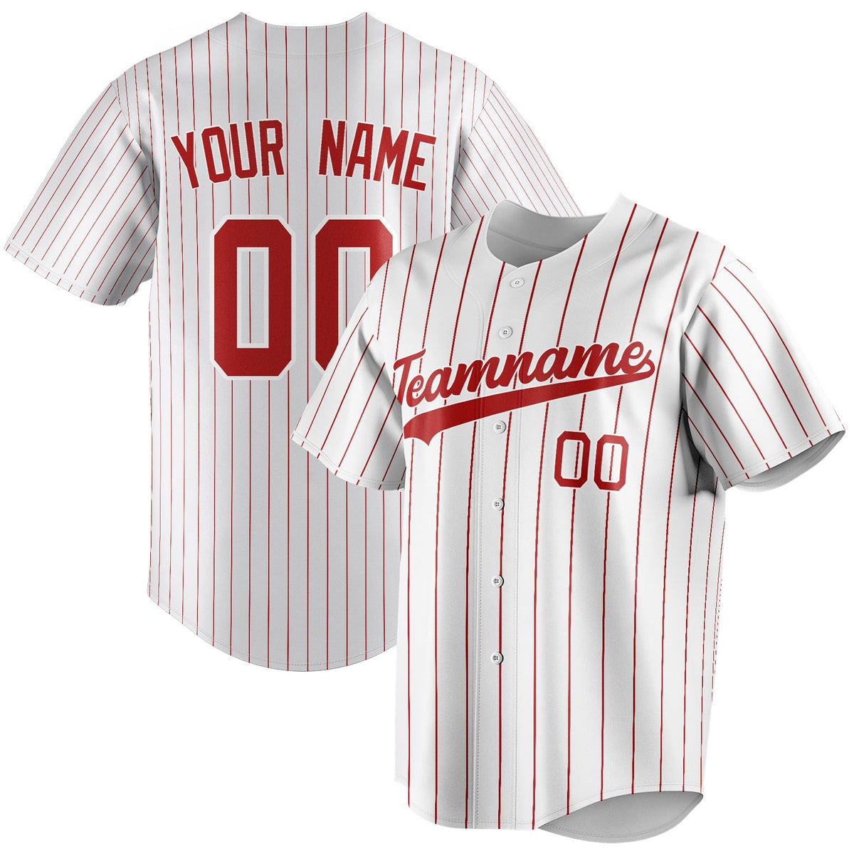 Custom White & Red Red Pinstripe Fan Baseball Jersey BB01240531LH502