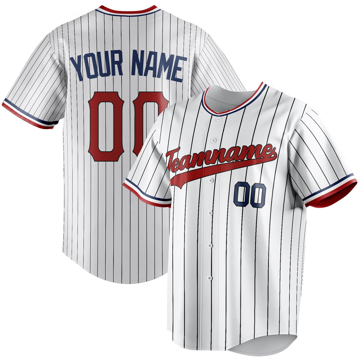 Custom White & Red Black Pinstripe Fan Baseball Jersey BB01240531LH505