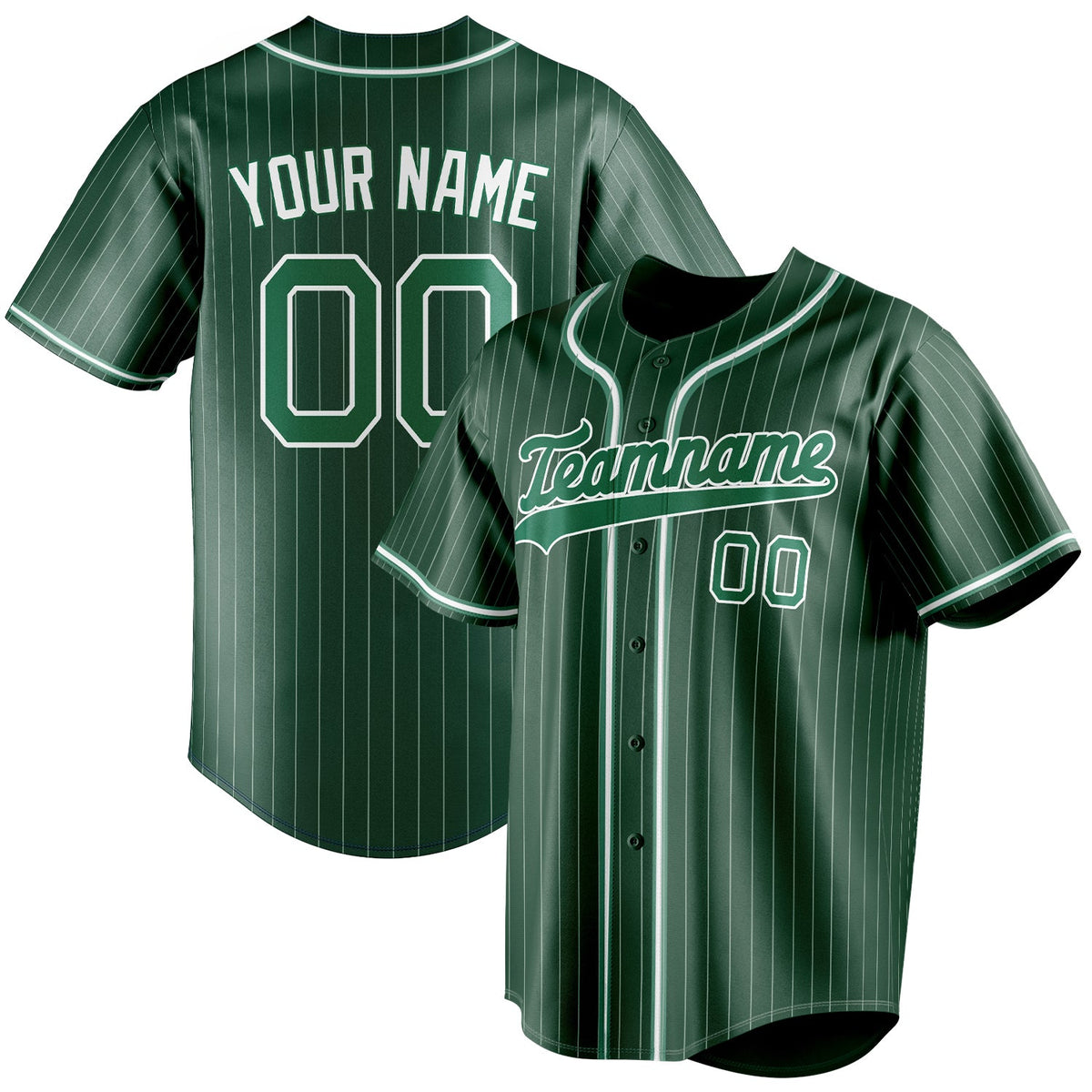 Custom Green & Kelly Green White Pinstripe Fan Baseball Jersey BB01240531TY414