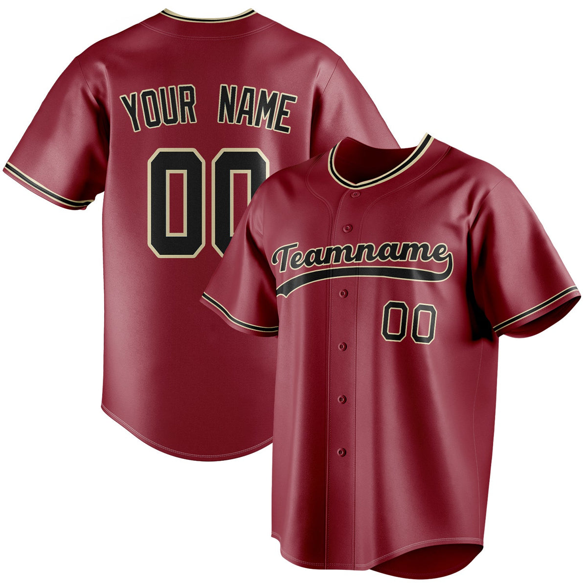 Custom Maroon & Black Color Fan Baseball Jersey BB01240531WX471