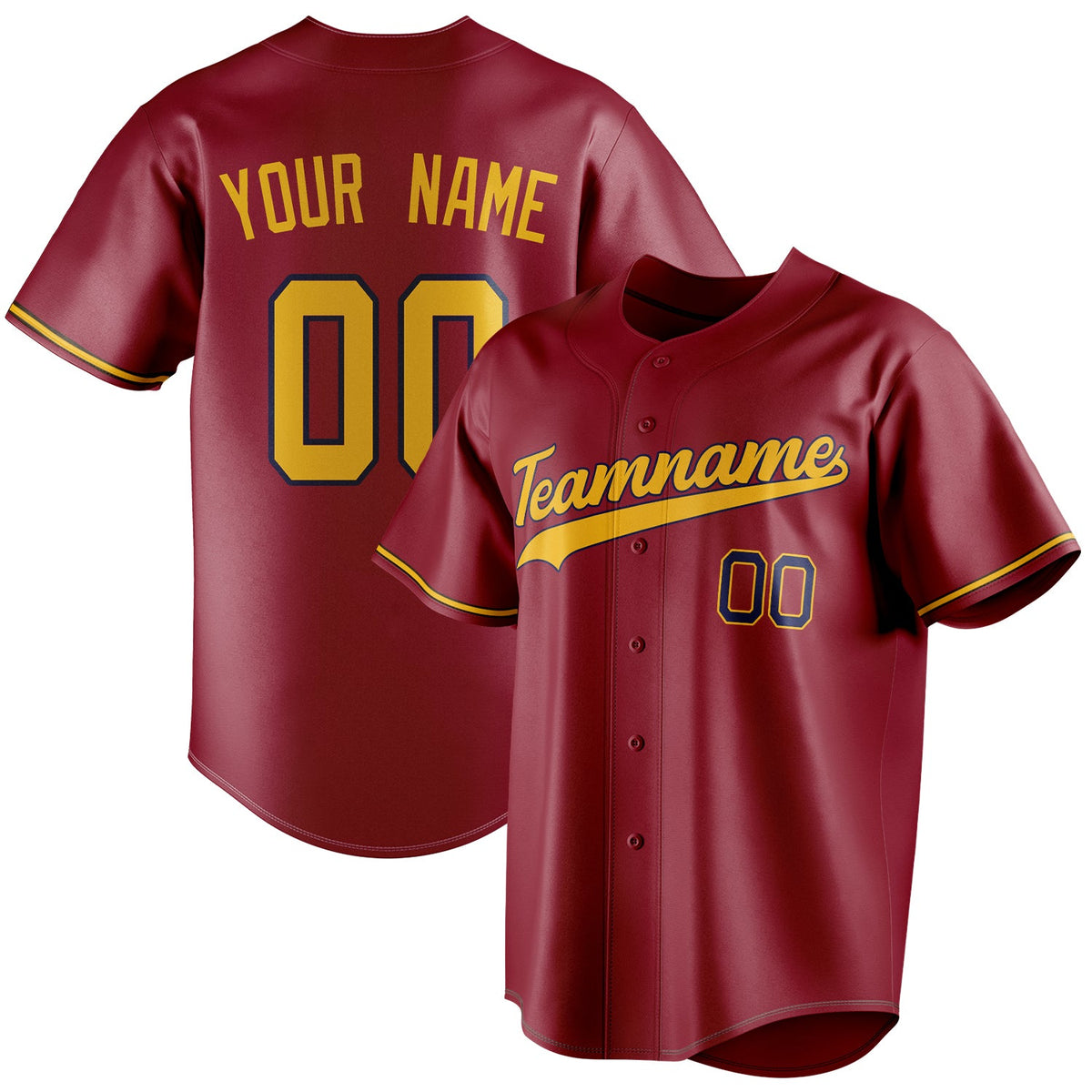 Custom Maroon & Gold Color Fan Baseball Jersey BB01240531WX473