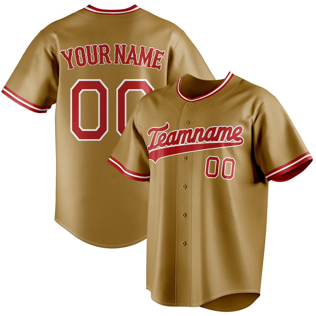 Custom Old Gold & Red Color Fan Baseball Jersey BB01240531WX520