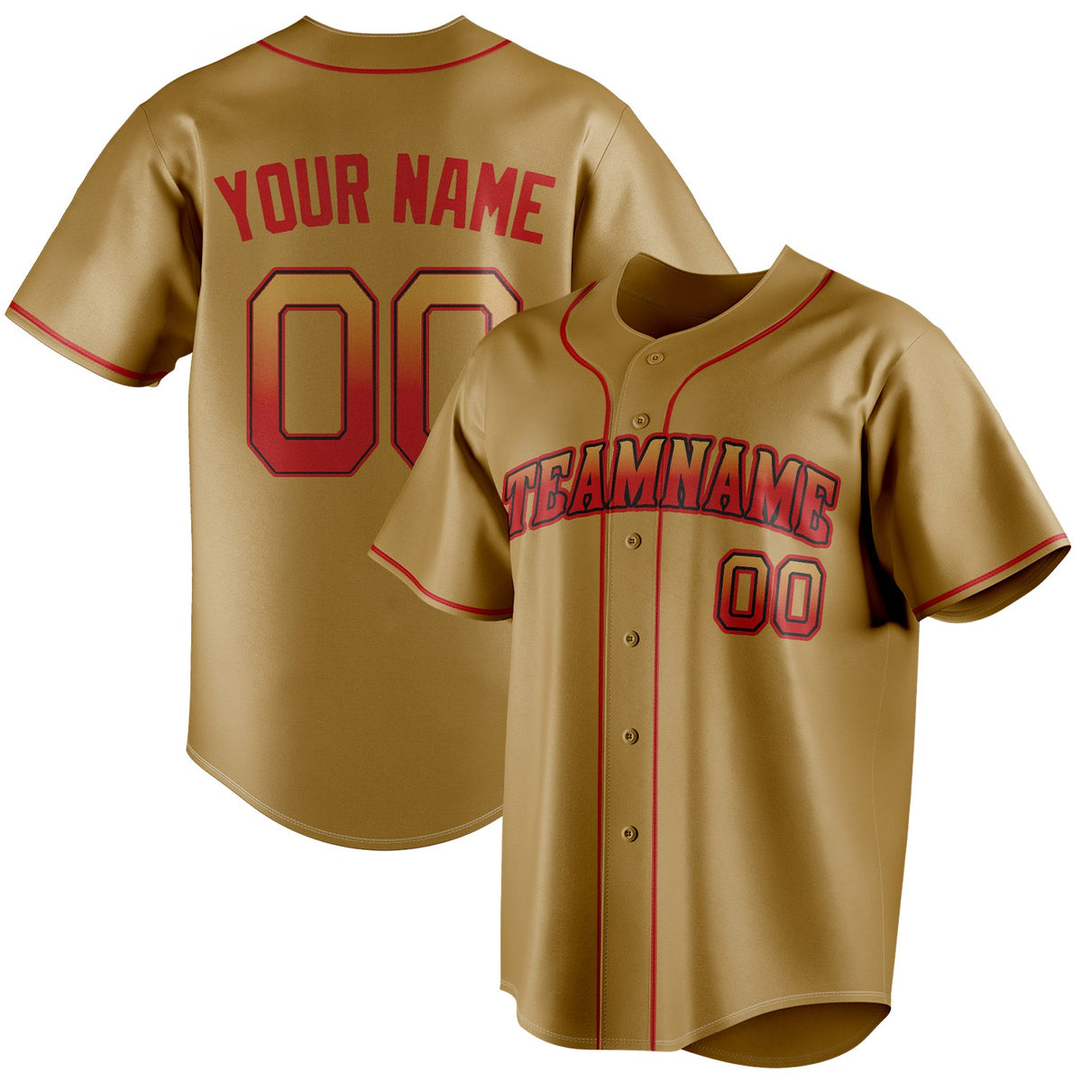 Custom Old Gold & Red Color Fan Baseball Jersey BB01240531WX521