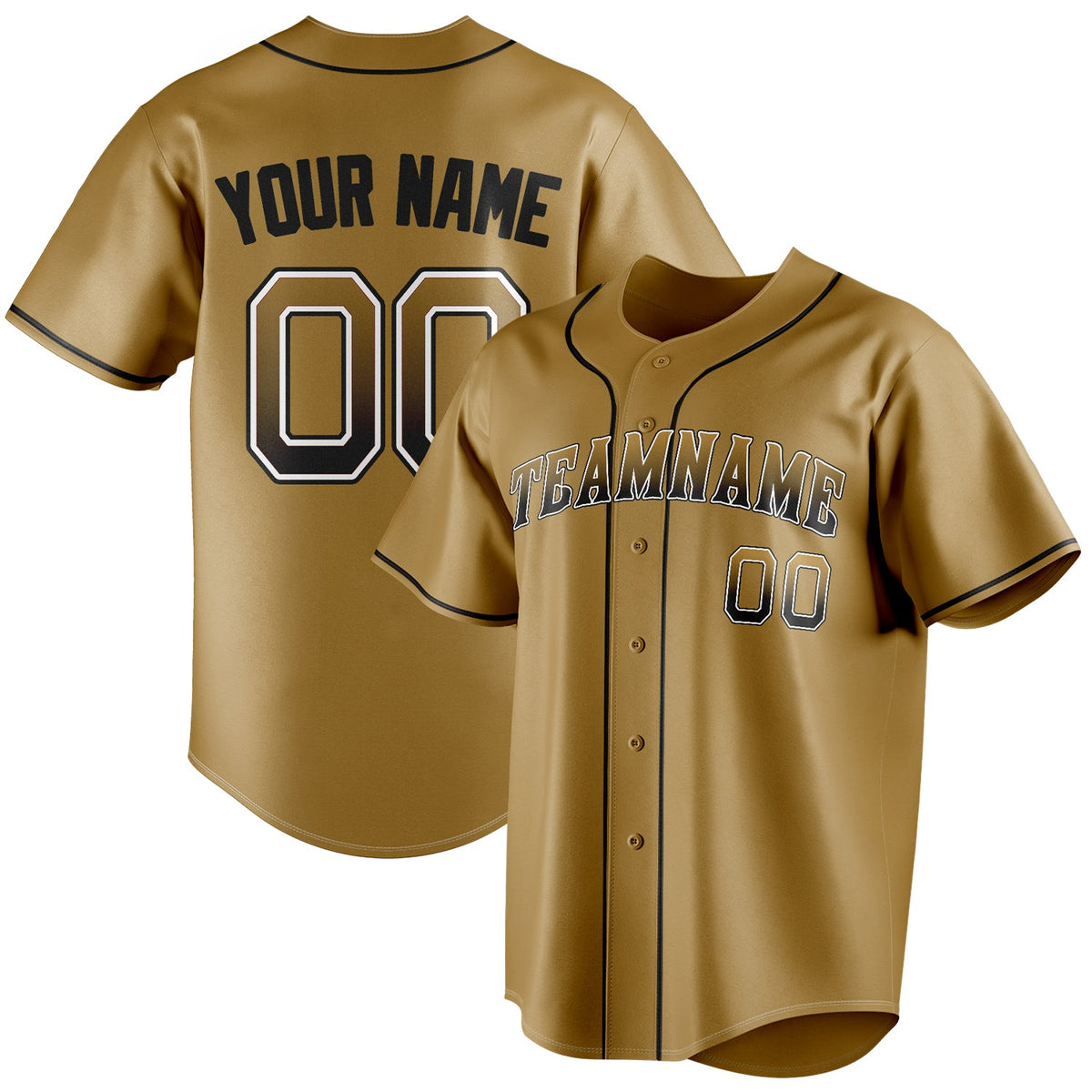 Custom Old Gold & Black Color Fan Baseball Jersey BB01240531WX538