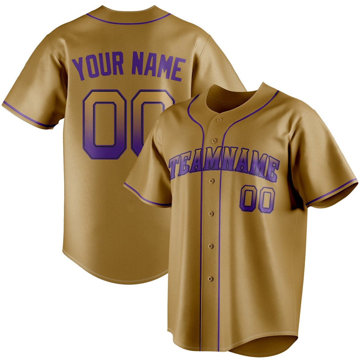 Custom Old Gold & Purple Color Fan Baseball Jersey BB01240531WX539