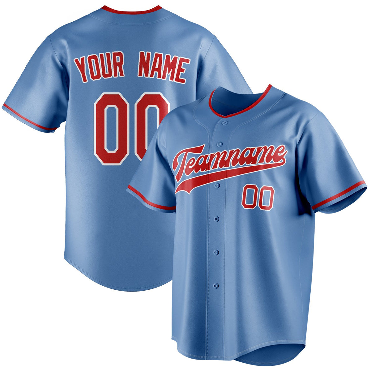 Custom Light Blue & Red Color Fan Baseball Jersey BB01240531WY465