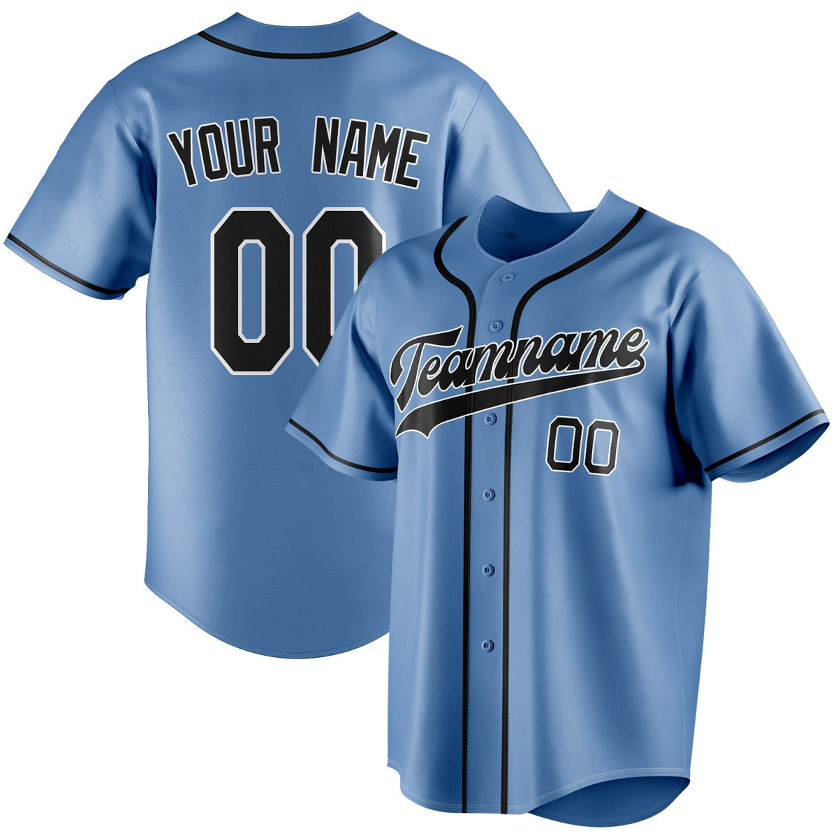 Custom Light Blue & Black Color Fan Baseball Jersey BB01240531WY467