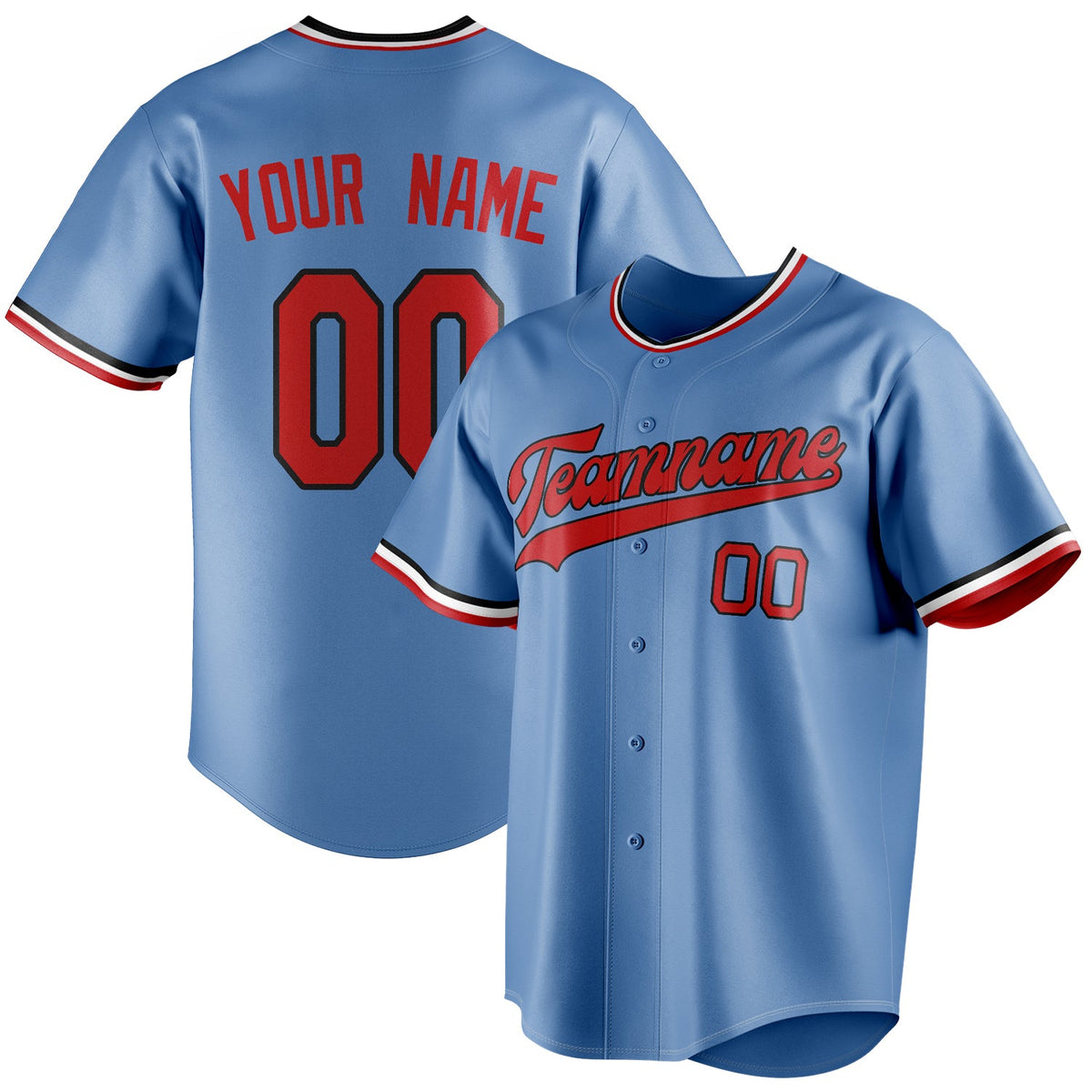 Custom Light Blue & Red Color Fan Baseball Jersey BB01240531WY470