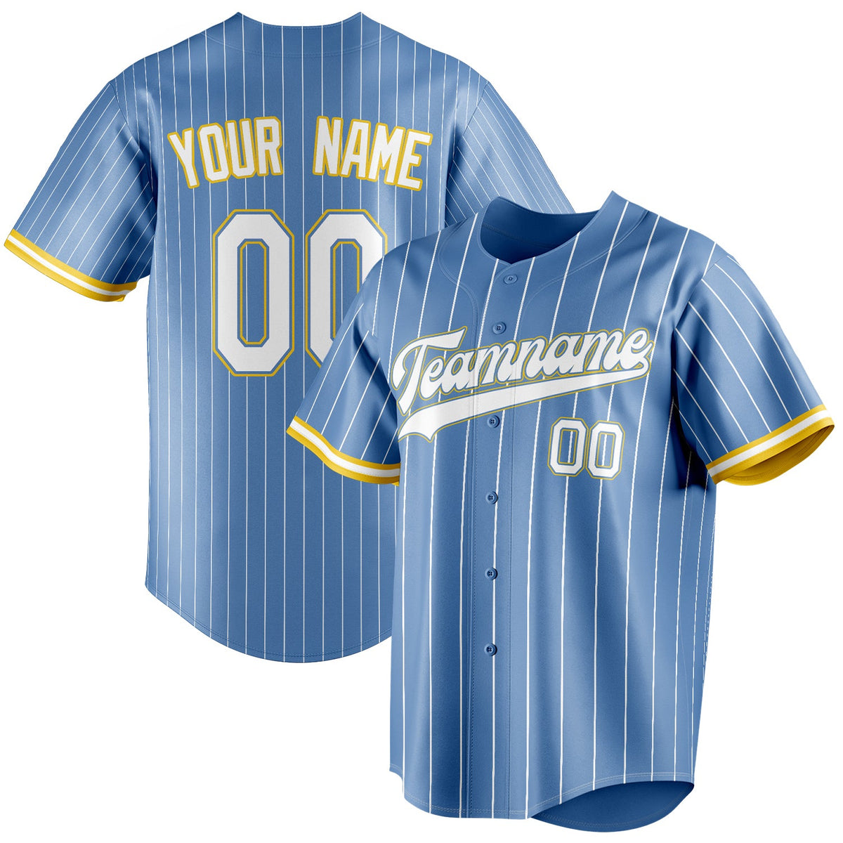 Custom Light Blue & White White Pinstripe Fan Baseball Jersey BB01240531WY477