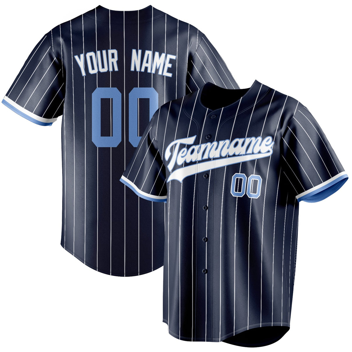 Custom Navy & White White Pinstripe Fan Baseball Jersey BB01240531WY488