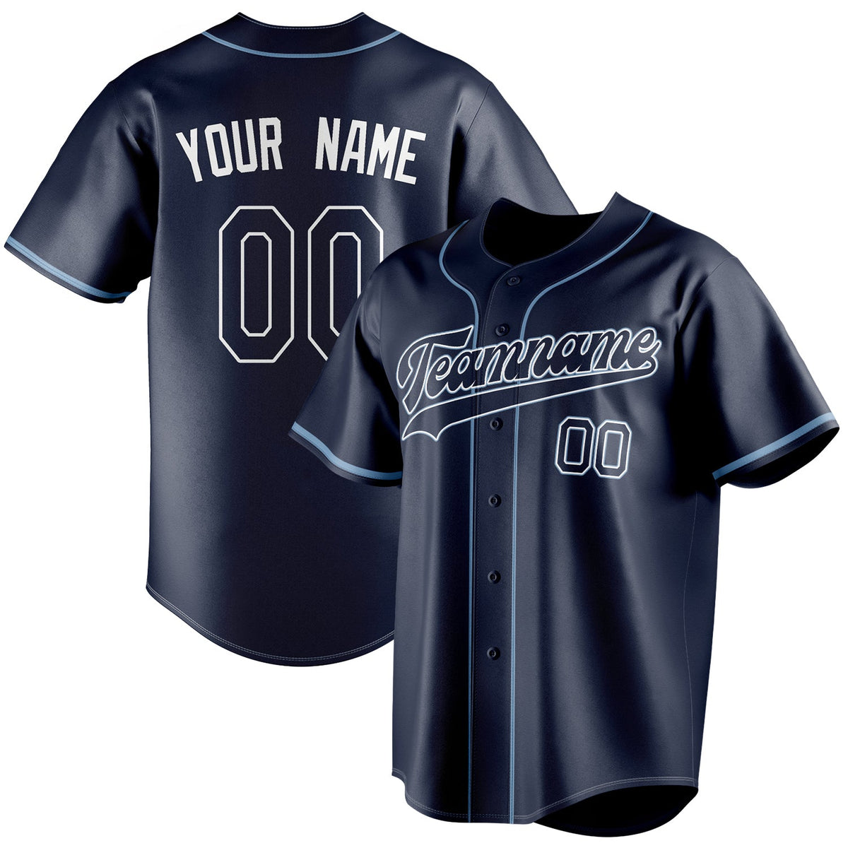 Custom Navy & Powder Blue Color Fan Baseball Jersey BB01240531WY493