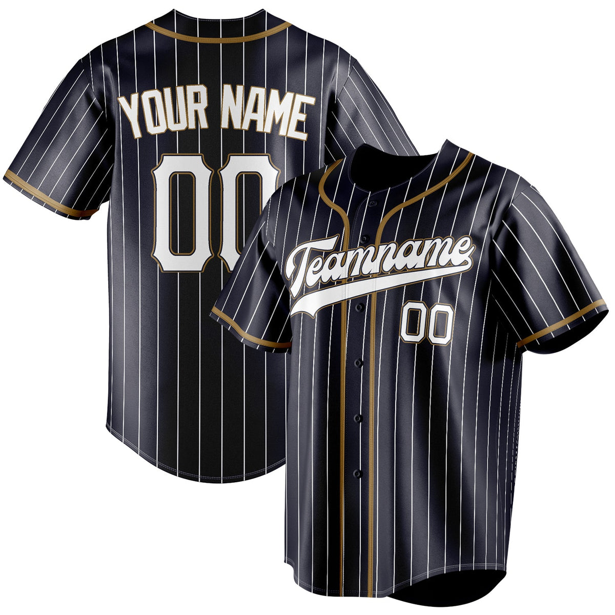 Custom Navy & White White Pinstripe Fan Baseball Jersey BB01240531WY495