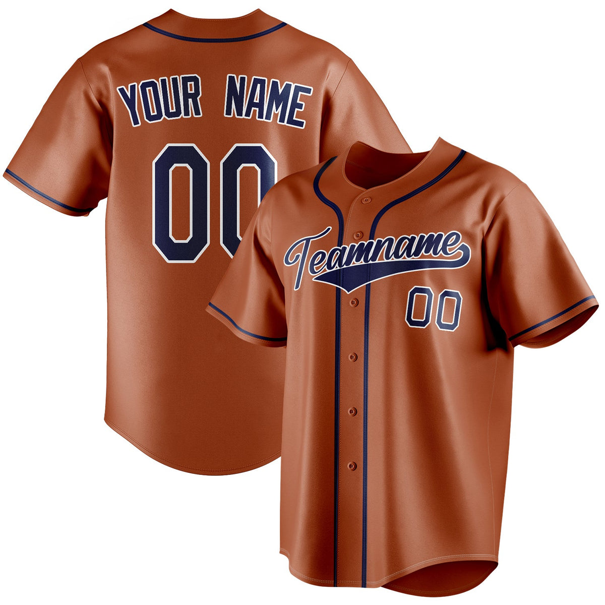 Custom Texas Orange & Navy Color Fan Baseball Jersey BB01240531WY548